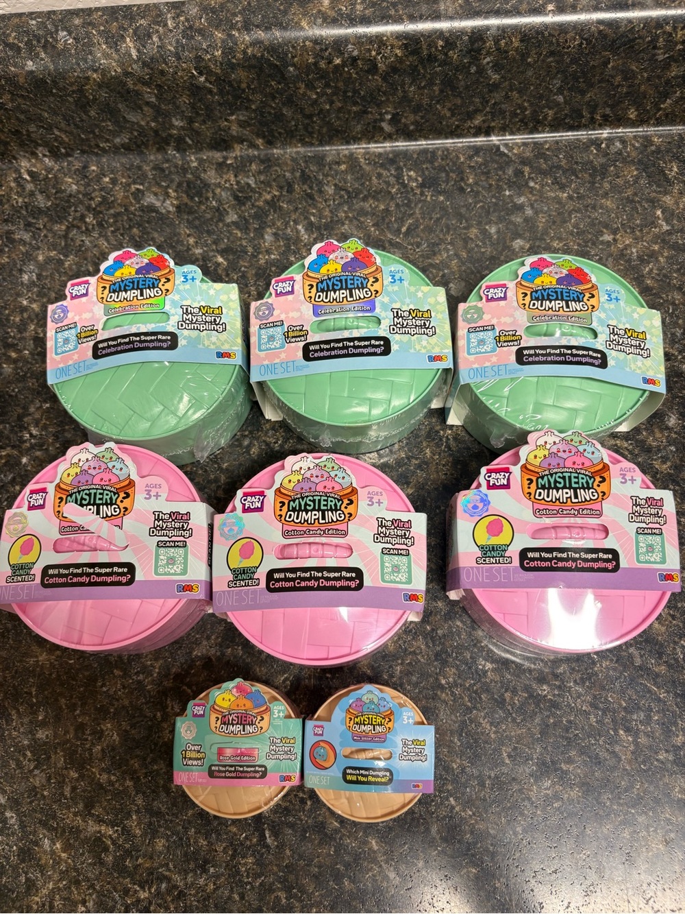 Lot of 8 RMS Mystery Dumplings. Cotton Candy, Celebration, Rose Gold, Glitter